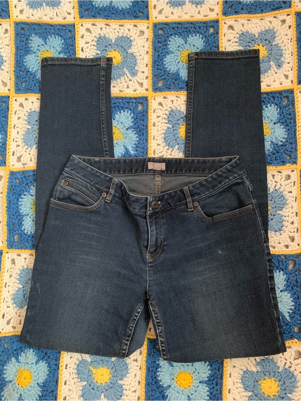 J.Jill Classic Distressed Dark Blue Stretch Skinny Denim Jeans